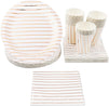 Rose Gold Stripe Design Party Bundle, Includes Plates, Napkins, and Cups (24 Guests, 72 Pieces)