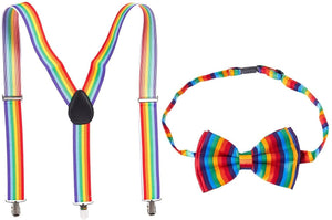 Juvale Gay Pride Rainbow Adjustable Bowtie and Y Shape Suspender Set