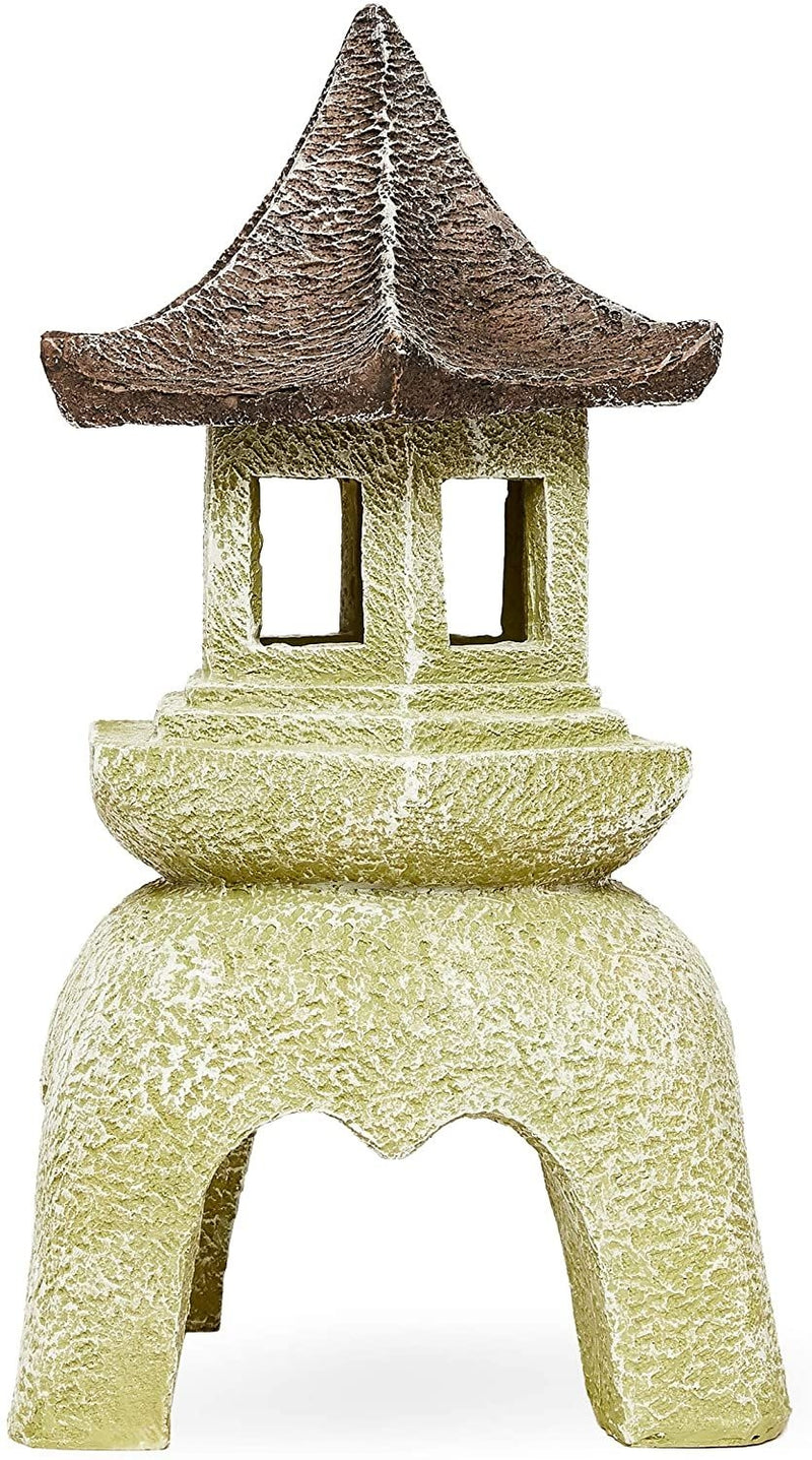 Juvale Outdoor Asian Pagoda Candle Lantern Statue for Home and Garden, 8.5 x 16.5 Inches
