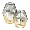 2 Piece Diamond Shaped Metal Tealight Candle Holder Centerpiece, 2-Tone Gold and Black Candle Holders (2 Sizes)