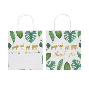 Jungle Party Favor Gift Bags with Handles, Safari Birthday or Baby Shower (12 Pack)