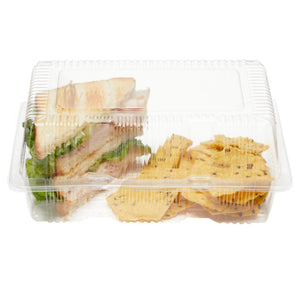 50 Pack Clear Disposable Food Containers with Hinged Lids, 9x6x4 Inch Plastic Take Out Boxes