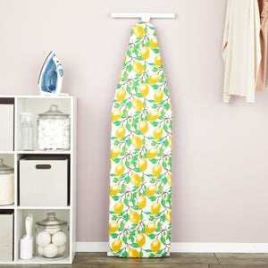 Ironing Board Cover and Pad 15x54 Standard Size Ironing Board Cover with Elastic Edge for Snug and Secure Fit, Thick and Durable Material (Yellow and Green Lemon Print Design)