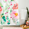Botanical Floral Shower Curtain Set with 12 Hooks, Watercolor Flower Bathroom Decor (72 x 72 inch)