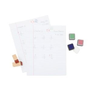Rubber Stamp Set with Ink Pad for Teacher Supplies, Classroom, Grading (6 Pack)