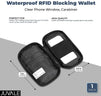 Black RFID Blocking Wallet for Men Travel, ID & Credit Cards Holder Case with Clear Phone Window & Carabiner Clip