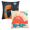 4 Pack Dinosaur Decorative Kids Throw Pillow Cover, 4 Dinosaur Designs, T-Rex Themed, Pterodactyl, Triceratops, Brachiosaurus (18 x 18 in)
