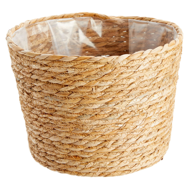 Seagrass Indoor Planter Set with Plastic Lining, 3 Small Woven Wicker Baskets for Plants, Flower (3 Sizes)