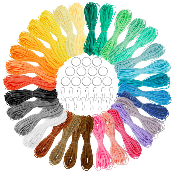 31 Color Lanyard String Kit, Gimp String for Bracelets Boondoggle Keychains, Plastic Cord with Rings and Hooks (40 Ft Each Roll)