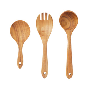 9 Piece Wooden Cooking Utensils Set for Kitchen with Spoons and Spatulas