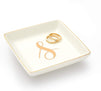 Letter S Ceramic Trinket Tray, Monogram Initials Jewelry Dish (4 x 4 Inches)