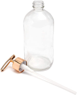 Juvale Clear Glass Soap Dispenser with Rose Gold Pump (16 oz, 2 Pack)