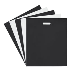 100 Pack Plastic Merchandise Bags with Die Cut Handles for Boutiques, Retail, Small Business Supplies, Shopping (Black, White, 16x18 In)