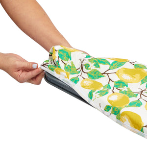 Ironing Board Cover and Pad 15x54 Standard Size Ironing Board Cover with Elastic Edge for Snug and Secure Fit, Thick and Durable Material (Yellow and Green Lemon Print Design)