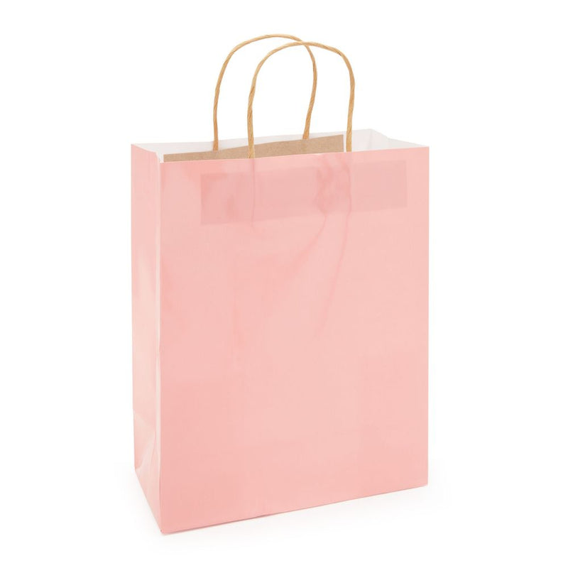 Rose Gold Gift Bags with Handles for Weddings, Birthdays (8 x 4 x 10 In, 24 Pack)