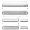 6 Piece Set Clear Plastic Drawer Organizers for Desk, Office, Acrylic Storage Containers in 3 Assorted Sizes